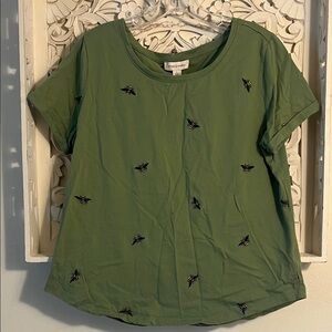 Vintage America Olive Green Embroidered Tee